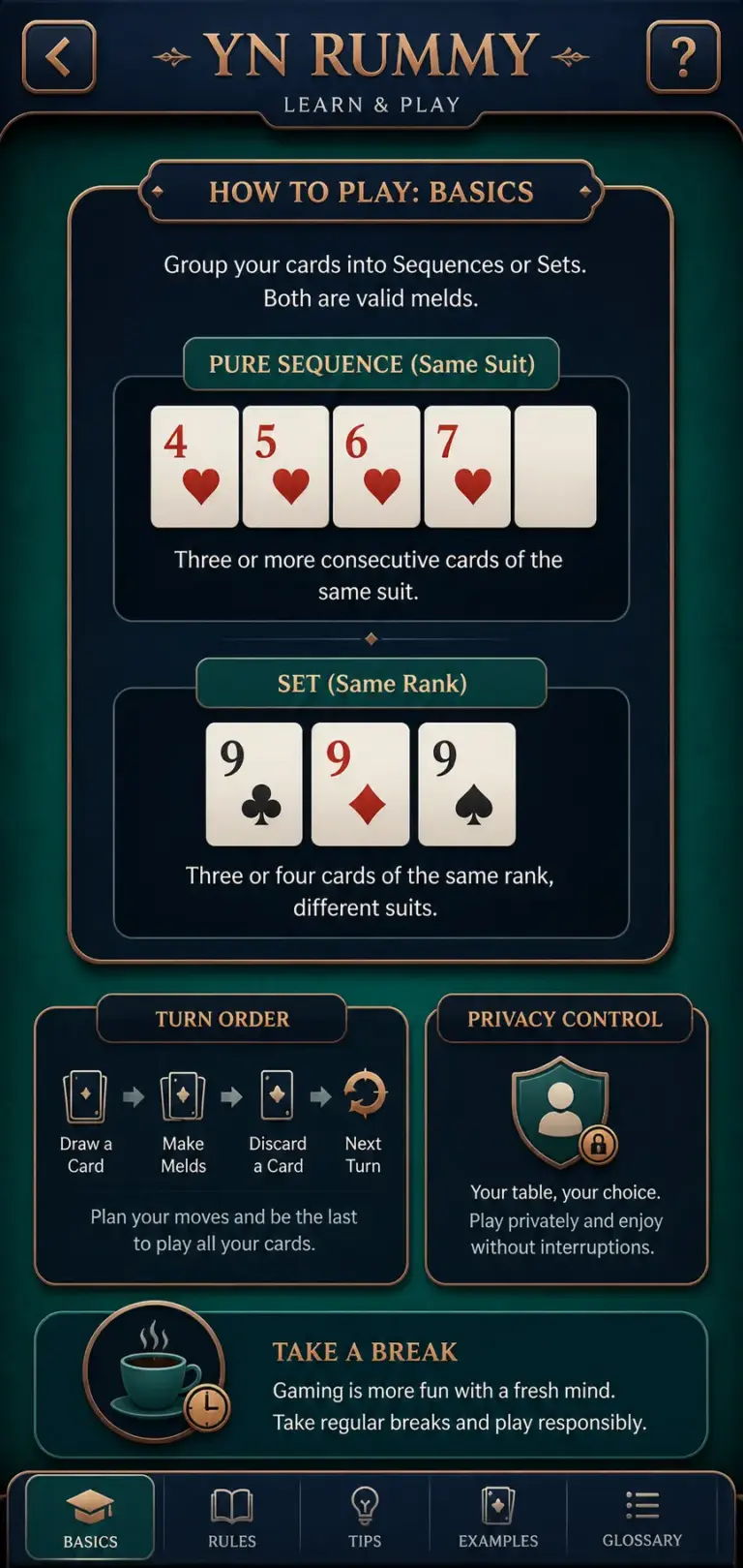 YN Rummy illustrative game guide preview; current app interface not verified